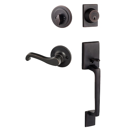 Sure-Loc Hardware Sure-Loc Hardware Coronado Handleset with Round Thumb Turn, Sage Lever Handleset Trim, Vintage Bronze, Left Hand CN507-R-SG LH 11P